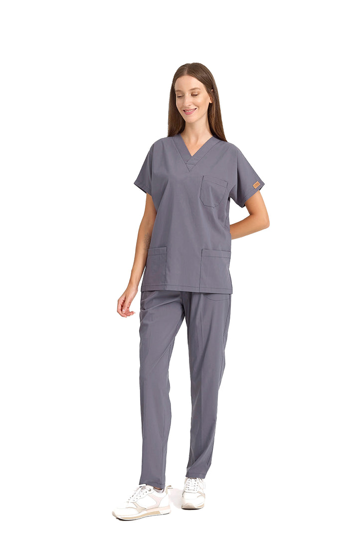 Füme Likralı Doktor Ve Hemşire Forması Unisex Cerrahi Takım