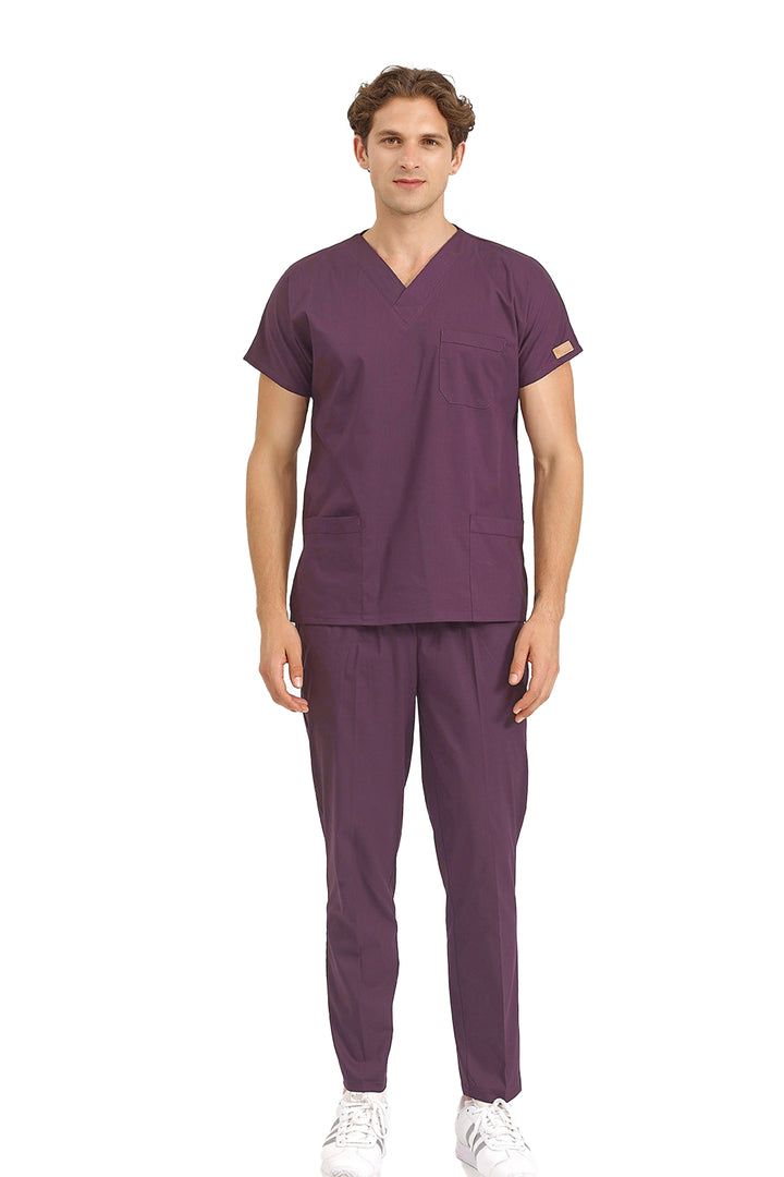 Mürdüm Likralı Doktor Ve Hemşire Forması Unisex Cerrahi Takım