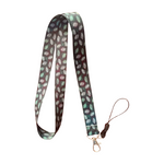 Resmi Galeri görüntüleyiciye yükleyin, Lacivert Zemin Yeşil Yapraklar Desenli Boyun Askı ipi Ve Telefon Askısı (Kartlık Ücretsiz)