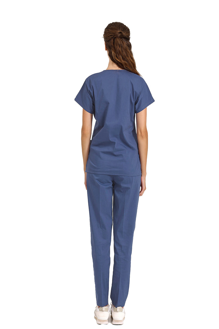 Fırtına Mavi Likralı Doktor Ve Hemşire Forması Unisex Cerrahi Takım