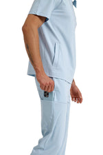 Resmi Galeri görüntüleyiciye yükleyin, MEDİMEN Tek Üst Reglan Kol Gizli Fermuarlı Gömlek Yaka Doktor/Hemşire Cerrahi Forması Bebe Mavisi