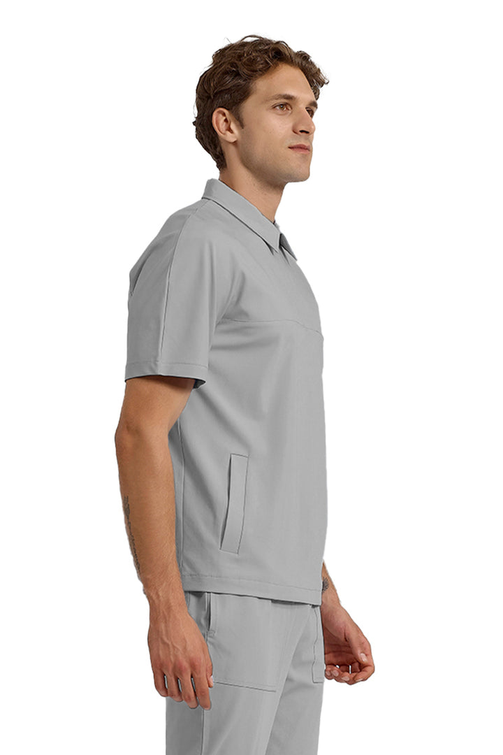 MEDİMEN Tek Üst Reglan Kol Gizli Fermuarlı Gömlek Yaka Doktor/Hemşire Cerrahi Forması Gri