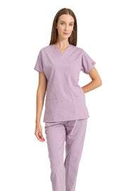 Lila Likralı Doktor Ve Hemşire Forması Unisex Cerrahi Takım