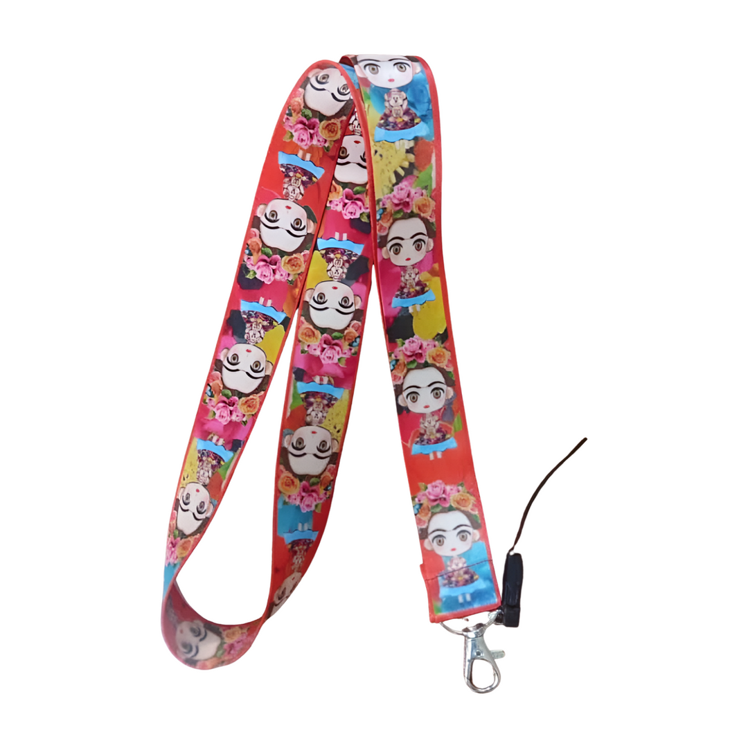 Frida Desenli Boyun Askı ipi Ve Telefon Askısı (Kartlık Ücretsiz)