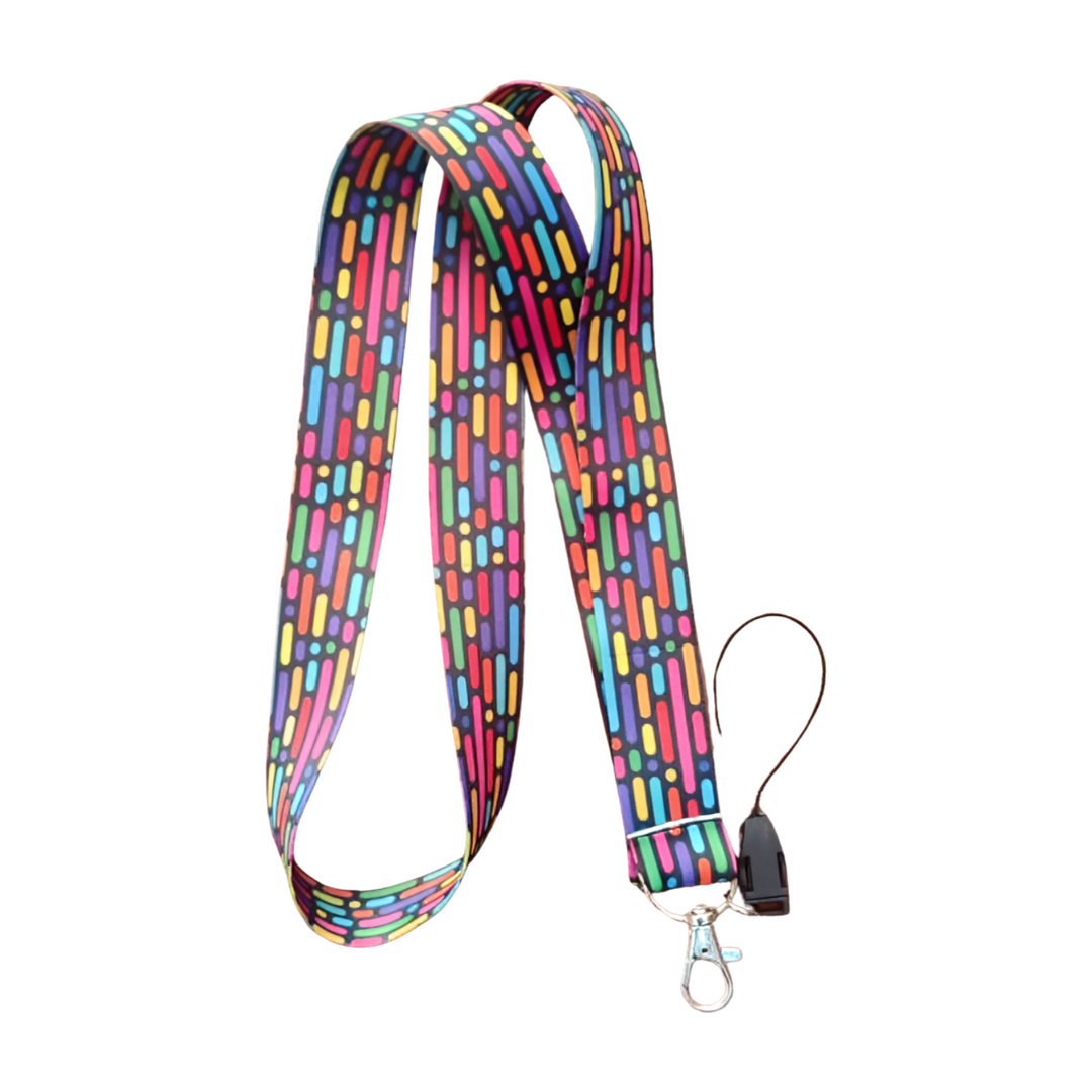 Renkli Kesik Cizgiler Boyun Askı ipi Ve Telefon Askısı (Kartlık Ücretsiz)