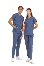 Fırtına Mavi Likralı Doktor Ve Hemşire Forması Unisex Cerrahi Takım