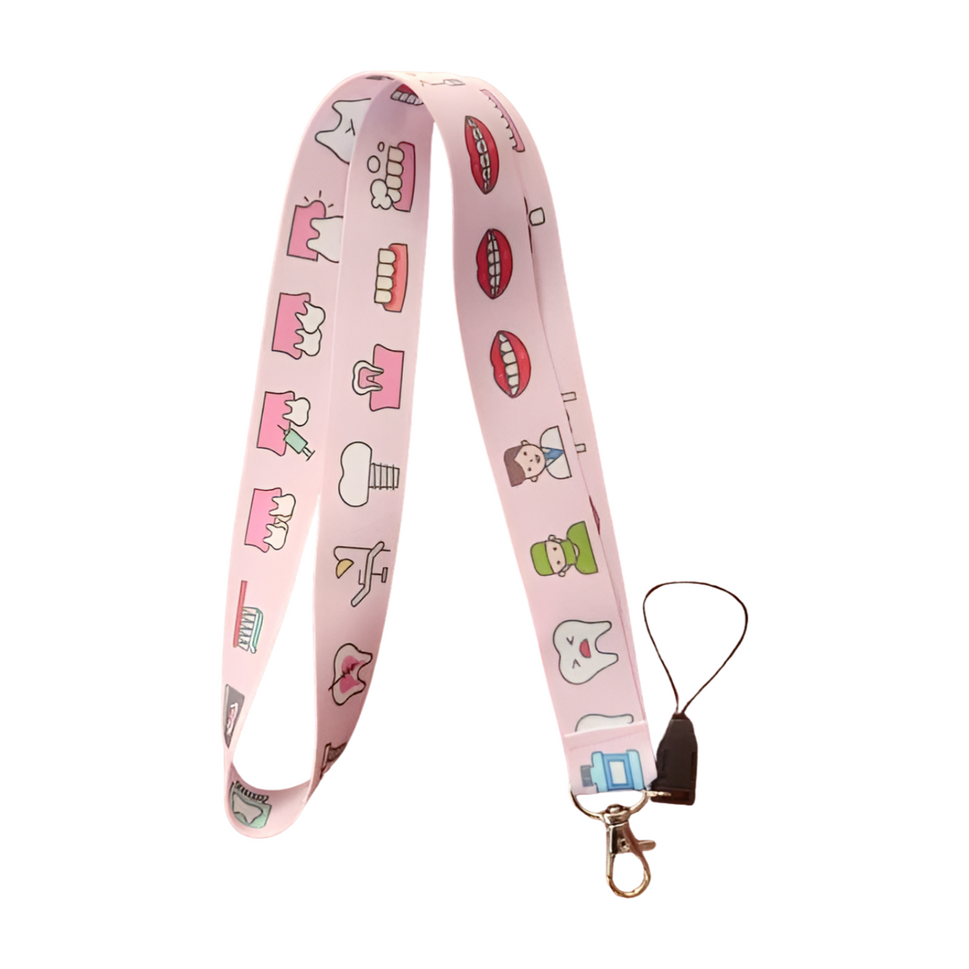 Pembe Hastane Diş doktoru 2 Boyun Askı ipi Ve Telefon Askısı (Kartlık Ücretsiz)