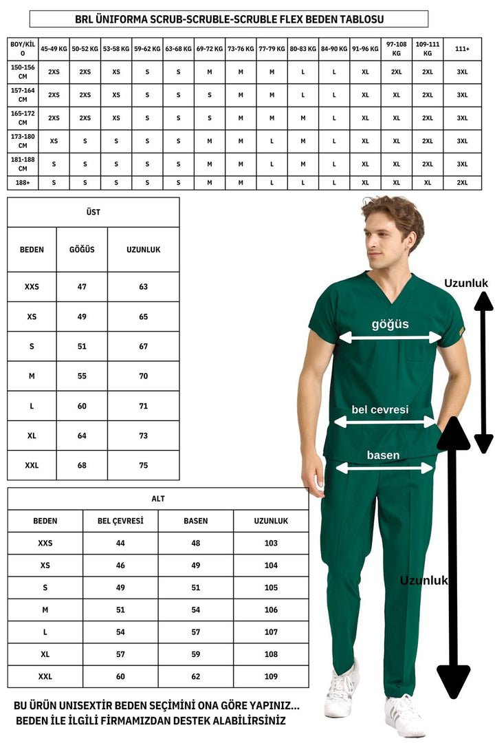 Kırmızı Likralı Doktor Ve Hemşire Forması Unisex Cerrahi Takım