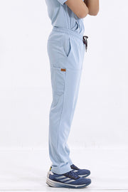 Medimen Tek Alt Özel Cep ve Dikişli Likralı Erkek Cerrahi Pantolon Bebe Mavisi