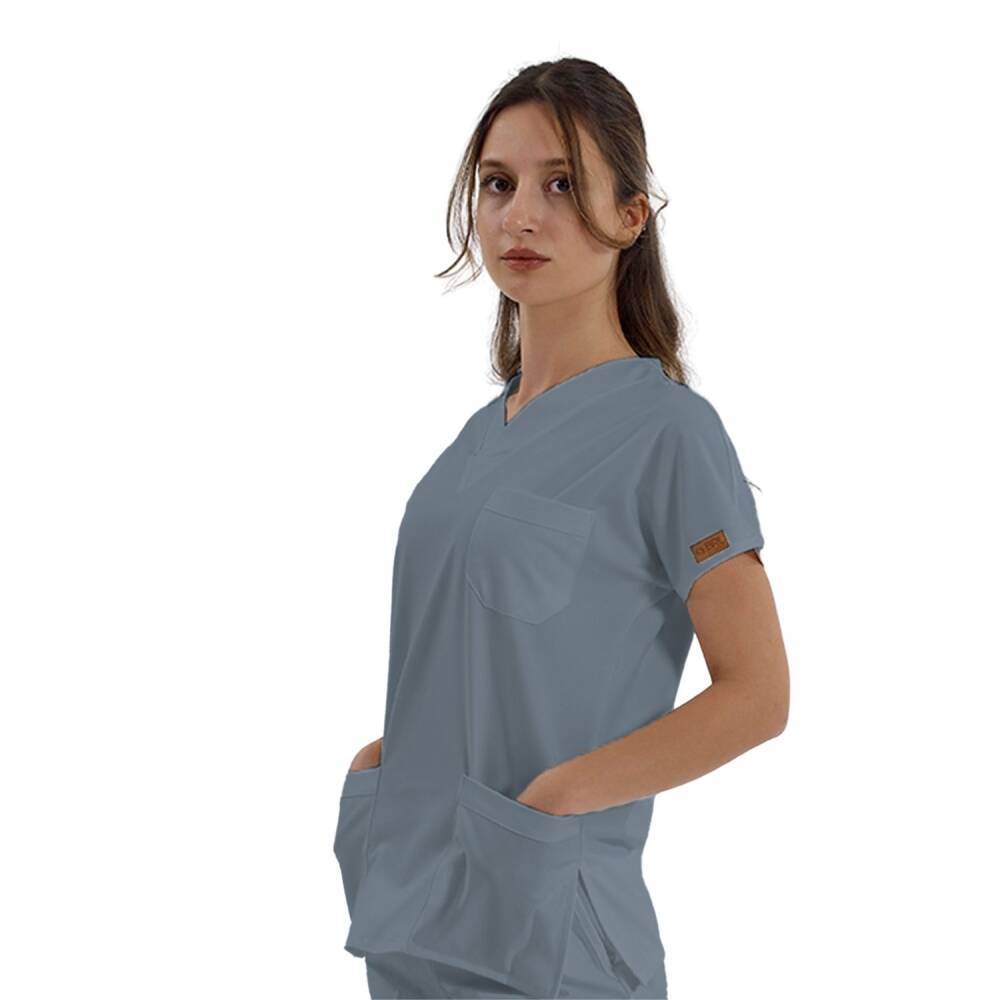 SCRUBLE FLEX | TEK ÜST Likralı Unisex Cerrahi Forma Heritage Mavi